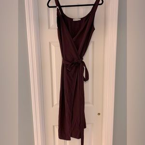 NWT Everlane burgundy Japanese GoWeave Tank Wrap midi Dress